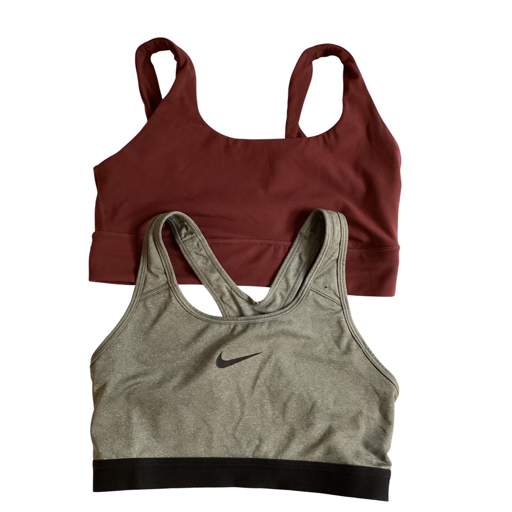 Nike Dri-FIT Casall Sports Bra Bundle Mens Medium Gray Burgundy Activewear Set